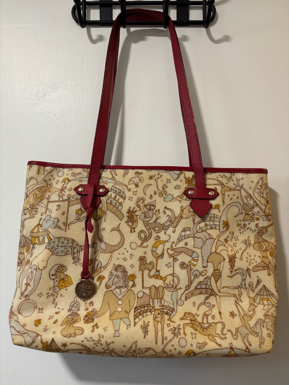 Piero Guidi Vintage Magic Circus Handbag Tote Bag Coated Handbag